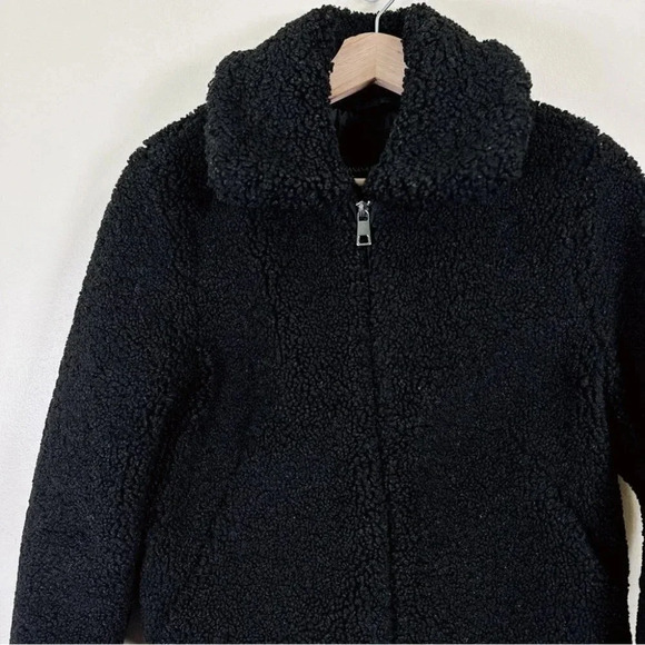 Banana Republic Sherpa  Bomber Jacket Black Color - Picture 7 of 16